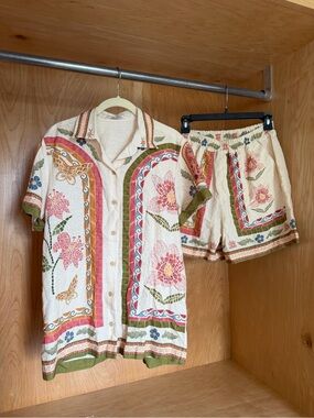 Aguabendita Cream Floral Printed women’s set